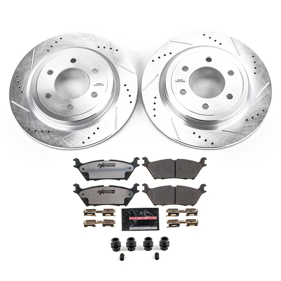 K8030-36 – POWERSTOP Brake Kit, Carbon-Fiber Ceramic Brake Pads Drilled And Slotted Rotors/ Zinc Plated With Rotors/ ...